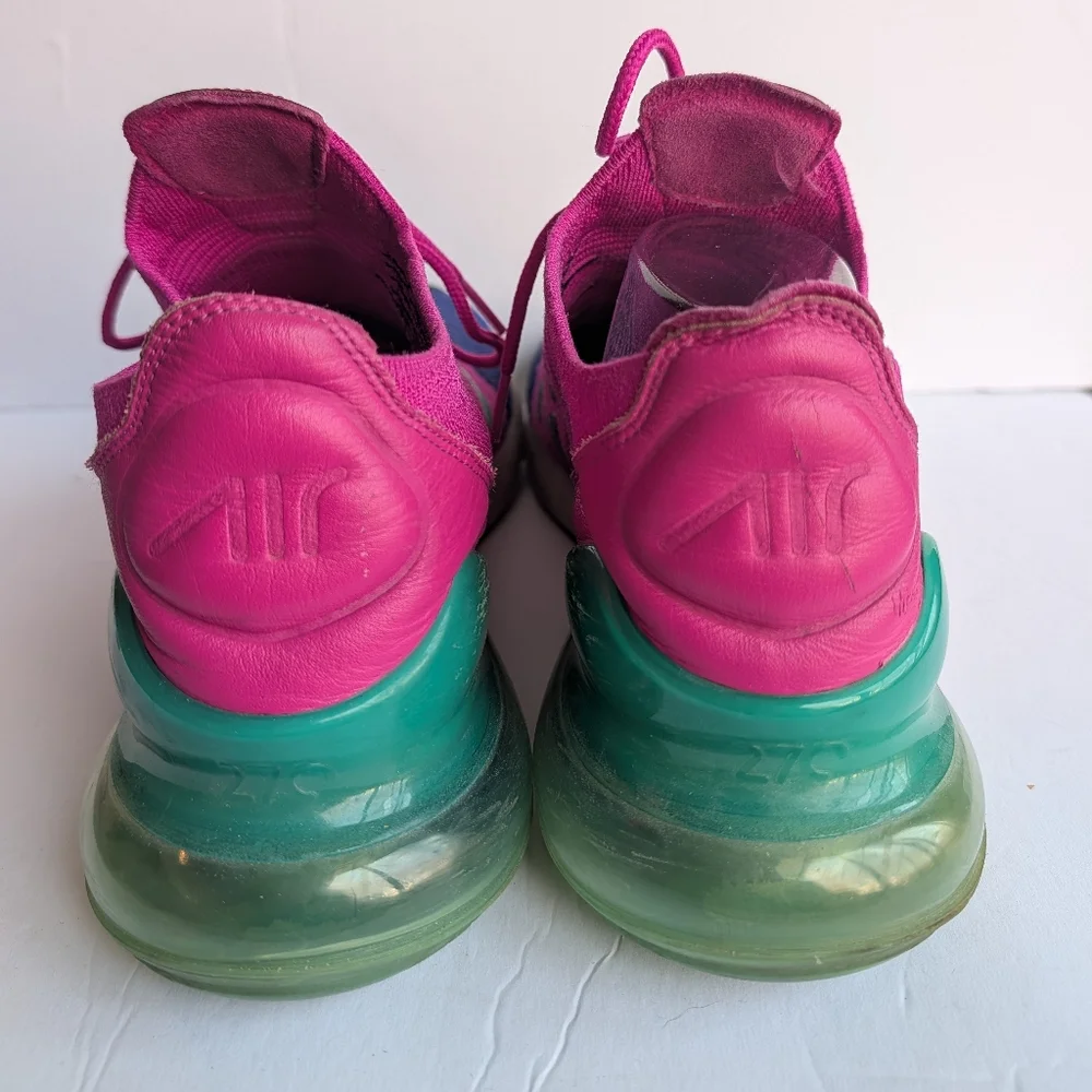 Nike Air Max 270 Knit Sneakers - Pink Blue Teal Men's Size 11